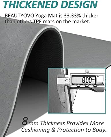 BEAUTYOVO Yoga Mat with Strap, 1/3 Inch Extra Thick Yoga Mat Double-sided Non Slip, Professional TPE Yoga Mats for Women Men, Workout Mat for Yoga, Pilates and Floor Exercises