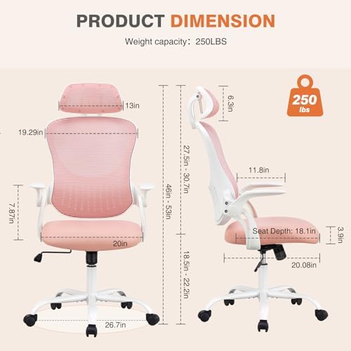 Sweetcrispy Computer Desk Chair, Mesh Office Chair with Lumbar Support