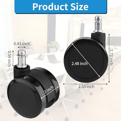 2.5-Inch Carpet Chair Casters Compatible with Herman Miller, Fit Aeron, Embody, Mirra, SAYL and Setu Office Chairs (Set of 5, Black)