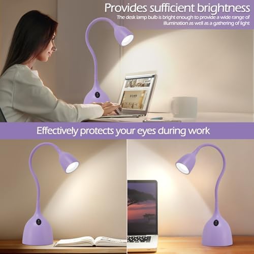 EJIAXIN Desk Lamp for College Dorm Room - LED Reading Light, Purple