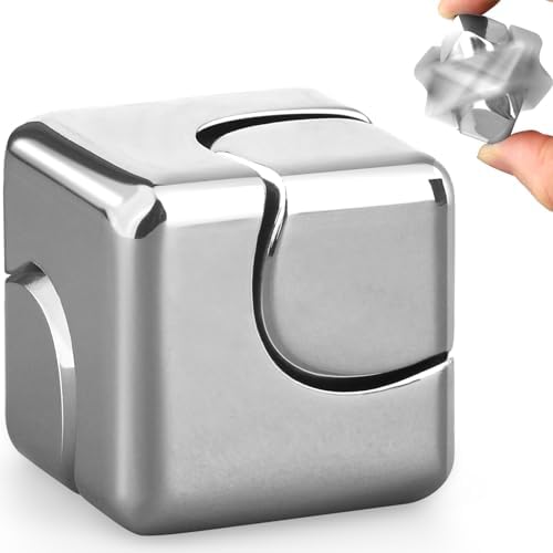 Fidgets Infinity Cube Toy Fidget Spinner Focus 2 in 1 Gyro Metal Cool Stuff Desk Gadget Office Toy Figette Sensory EDC Relaxing Tool Fingears Stocking Stuffers for Teen Boys(Sliver)