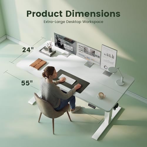 CubiCubi 55 x 24 Electric Height Adjustable Standing Desk, White