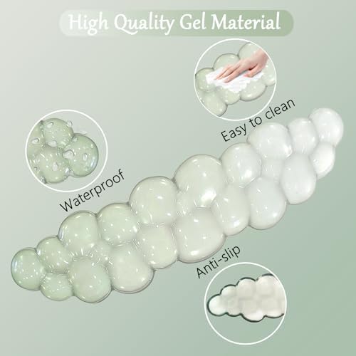 Gel Cloud Wrist Rest for Keyboard and Mouse Gradient Green Clear Keyboard Wrist Rest Transparent Ergonomic Cute Mouse Wrist Pad Silicone Non-Slip Wrist Pad for Computer Gaming Laptop Home Office