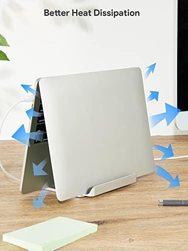 JARLINK 2-in-1 Vertical Laptop Stand, Adjustable Aluminum Desk Dock, Silver