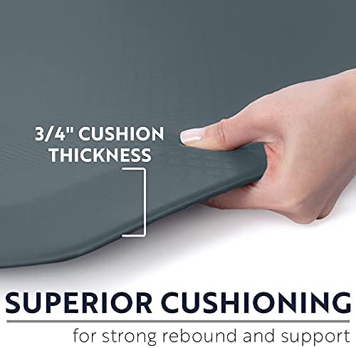 KANGAROO Cushioned Anti Fatigue Kitchen Mats for Floor, 17x24 Charcoal | Reduce Foot, Knee, Back Pressure, 3/4 Inch Thick Ergonomic Mat, Waterproof Comfort Rug for Sink, Standing Desk, Store Floors
