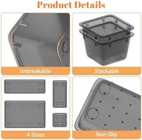 SpaceHacks 15 PCS Plastic Drawer Organizer Set, Drawer Storage Trays