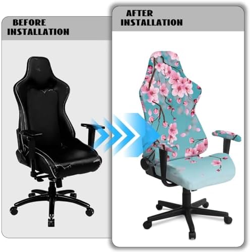 Peach Blossom Print Gaming Chair Cover with Armrest Covers Stretchable Soft Furniture Protector Breathable Reclining Racing Gaming Chair