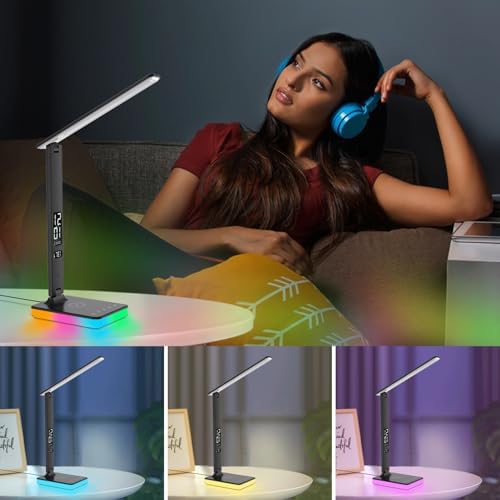 LED Desk Lamp for Home Office, USB Charging Port, Desk Light with 5 Modes