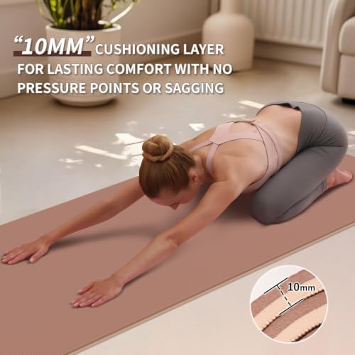 PAIDU POE Yoga Mat （10mm）Extra Thick Fitness Mat 72"x24" with Carry Strap