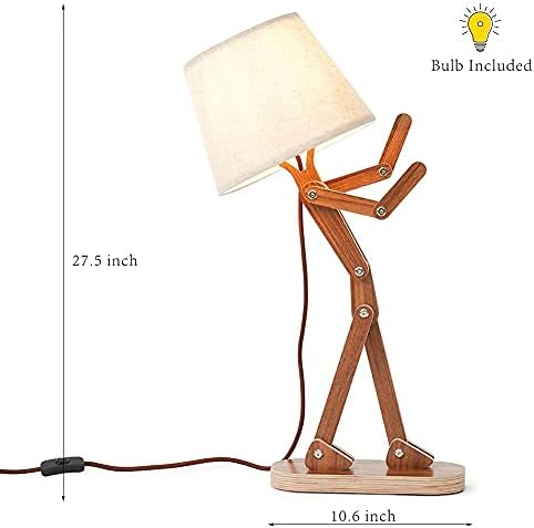 Novelty Wood Table Lamp for Kids Room Bedroom, Walnut