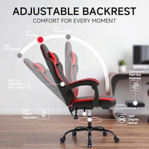 Ergonomic Gaming Chair with Footrest Reclining Video Game Chair