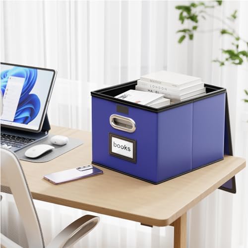 File Organizer Box with Lids, Collapsible File Folder Organizer