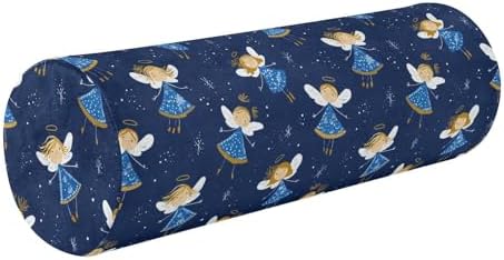 Angel Navy Blue Small Neck Roll Pillow Decorative Cylinder Neck Roll Pillow almohada para Yoga