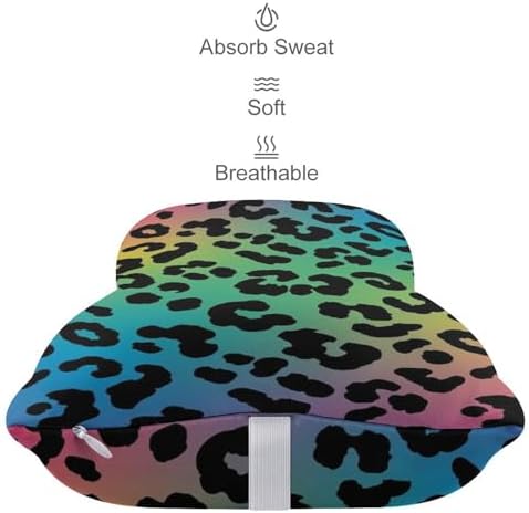 Car Neck Pillow 2 Pack Rainbow Cheetah Leopard Print Memory Foam Headrest for Car Seat Airplane Sleeping Office Business Trip