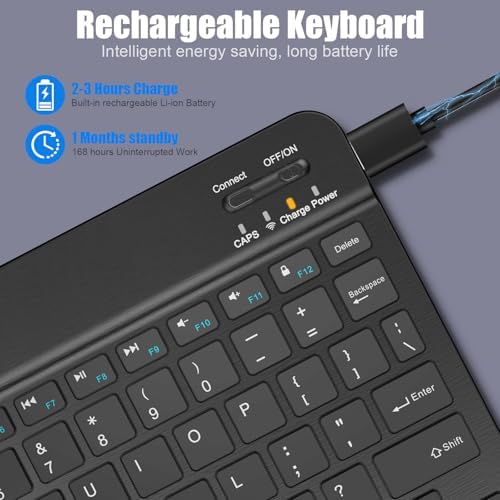 NOOX Bluetooth Keyboard for iPad A16 11th 10th Generation, iPad Pro 13/12/11/10/9/8/7 inch, iPad Air 13/11th Gen, iPad mini Tablets, etc. - Slim Wireless Portable Travel Office Computer Accessories