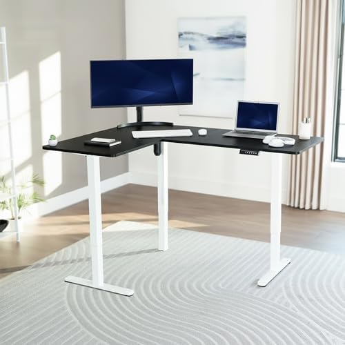 VIVO Black 63 x 47 in Corner Standing Desk, DESK-E3CTWB-47