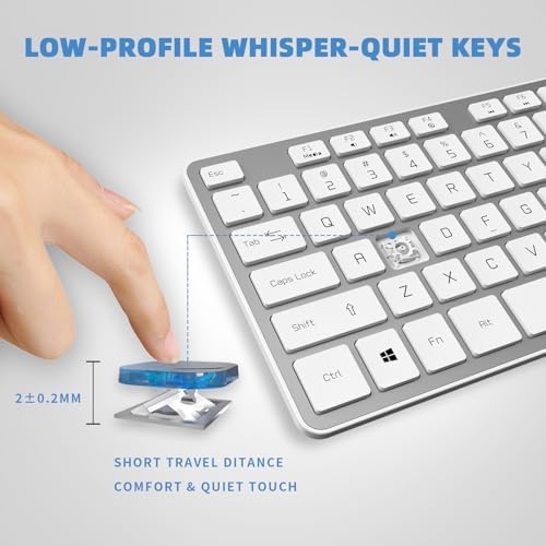 Wired USB Keyboard, Comfortable Quiet Chocolate Keys, Durable Ultra-Slim Computer Keyboard Wired(QWERTY) for PC, Windows 11/10/8/7/XP/Vista KB1430 (Sliver-1, Wired Keyboard for Windows)