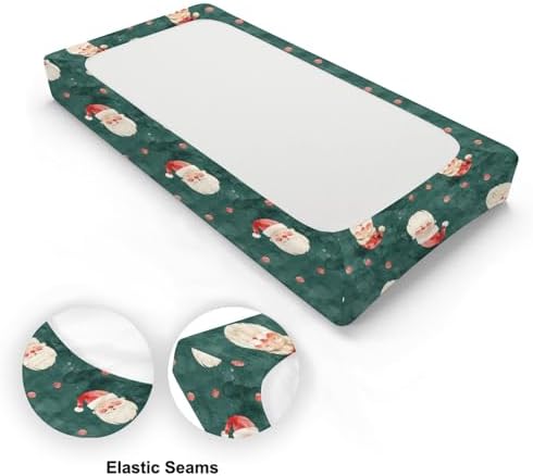 Watercolor Christmas Winter Holiday Theme Pattern Baby Changing Pad Cover, Unisex Christmas Nursery Diaper Changing Table Pad Mat Sheet for Boys Girls-16x32