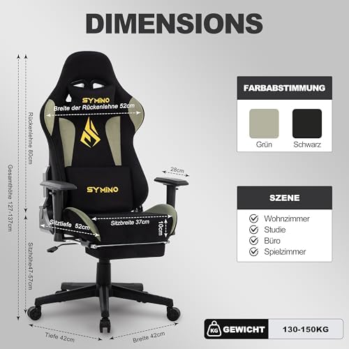 Symino Ergonomic Gaming Chair with 155° Recline & Footrest