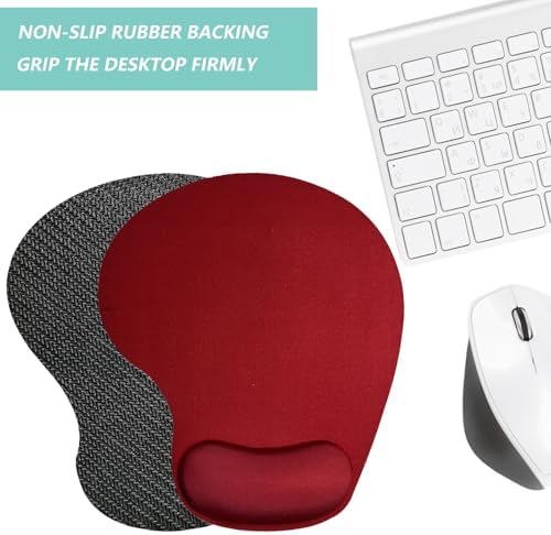 Mouse Pad with Wrist Support, Ergonomic Mouse Pads with Memory Foam Wrist Rest, Easy Typing Pain Relief, Comfortable Home Office Computer Wrist Support Pads for Working Studying Gaming, Red