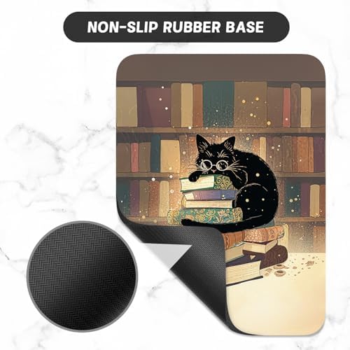 Small Mouse Pad, Mini Mouse Pad 6 x 8 Inch, Thick Rubber Waterproof Mouse Mat, Cute Mousepad for Women Men Wireless Mouse Laptops Home Office, Glasses Cat