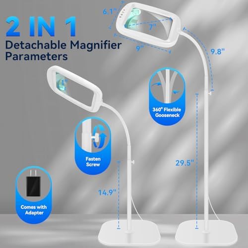 30X 10X Extra Large Floor Magnifying Glass with Light and Stand