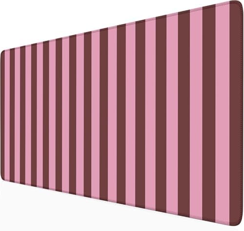 Pink and Burgundy Striped Desk Mat Cute Pastel XXL Large Gaming Mouse Pad Desk Pad Kawaii Cozy Aesthetic Keyboard Laptop Computer Mat