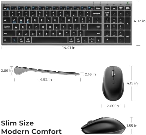 iClever DK05 Bluetooth Wireless Keyboard and Mouse Combo, Space Gray
