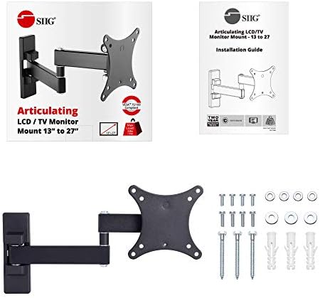 SIIG TV Monitor Wall Mount for Most 13" to 27" LCD Plasma Flat Screen Monitors up to 33lbs - VESA 75x75mm / 100x100mm - Full Motion Articulating Adjustable Extension Arm