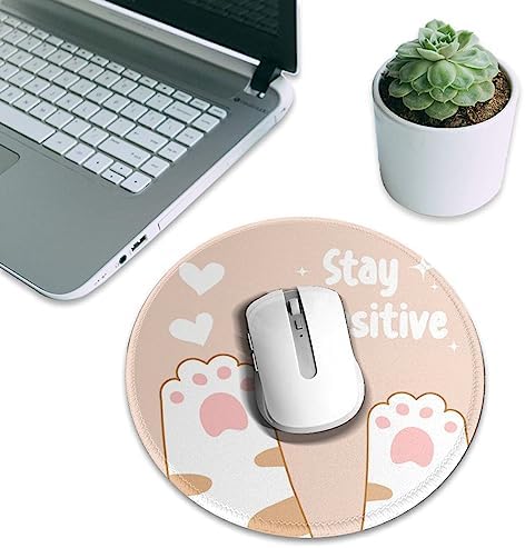 Cute cat paw Love Heart cat Mouse pad Cute,Gaming Mouse pad Small Non-Slip Round Mouse Pads for Wireless Mouse,Laptop,Desk