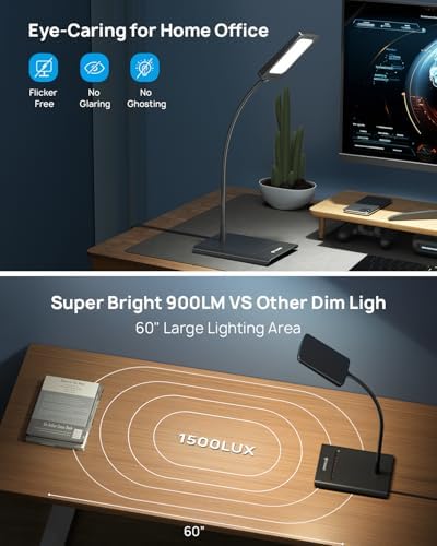 TROND Desk Lamp, Dimmable Eye-Caring Table Lamp, Memory Function, Black