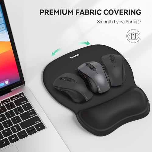 TECKNET Gel Ergonomic Mouse Pad with Wrist Rest, Non-Slip PU Base, Black
