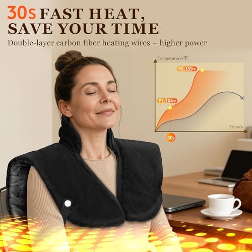 UTK Far Infrared Heating pad for Neck and Shoulders, 30s Fast Heating