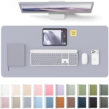 YSAGi Leather Desk Pad Protector, Office Desk Mat, Large Mouse Pad, Non-Slip PU Leather Desk Blotter, Laptop Desk Pad, Waterproof Desk Writing Pad for Office and Home (Soft Lavender, 35.4" x 17")