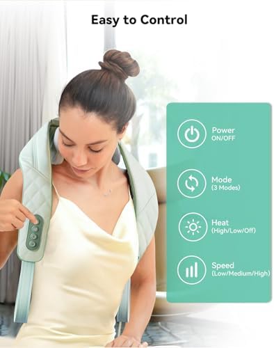 Snailax Cordless Shiatsu Neck & Shoulder Massager with Heat, FSA Eligible