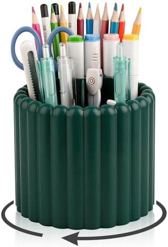 Anyoifax Rotating Pen Holder for Desk Removable Pencil Cup, Small Teal Blue