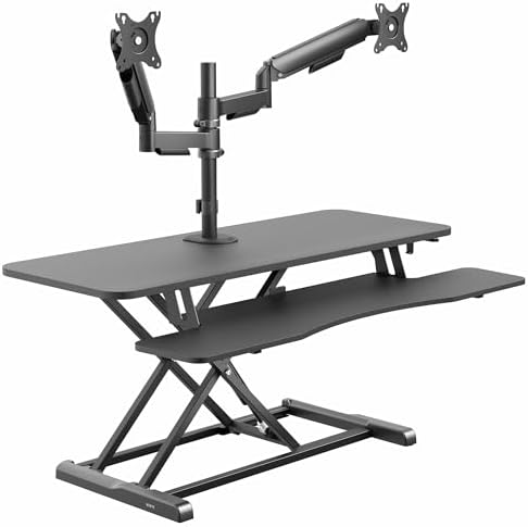 VIVO Black 42 inch Desk Riser with Monitor Mount, DESK-KIT-042K2K