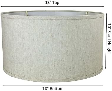 18x18x10 Textured Oatmeal Shallow Drum Lampshade with Brass Spider fitter - Perfect for table and Floor lamps - Extra Large, Textured Oatmeal