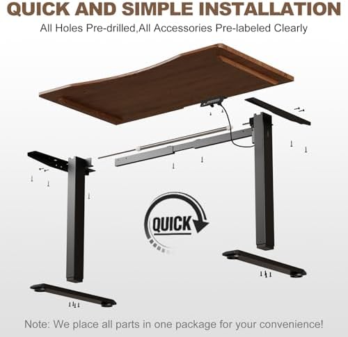 Solid Wood Electric Standing Desk, 47.2"x23.6" Walnut Standing Desk