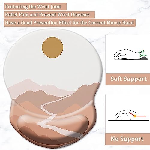 Ergonomic Wrist Support Mouse Pad - Comfortable Computer Mouse Pad with Non-Slip PU Base for Home Office Working Gaming (Mountain Sun)