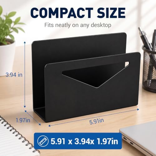 Hicarer Metal Mail Holder Organizer for Desk Black Letter and Envelope Rack