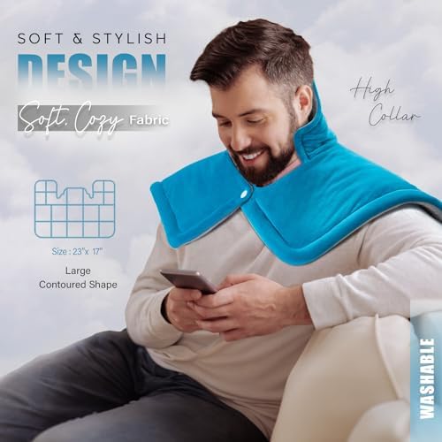 Weighted Neck & Shoulder Heating Pad for Pain Relief | | 6 Heat Settings, 2H Auto‑Off | Home & Office Use, Birthday Gifts for Men Women Dad Mom