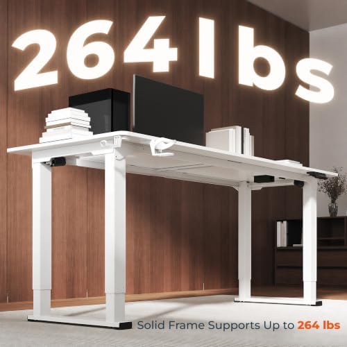 71x31'' Large 4 Leg Dual Motor White Standing Desk for Home Office