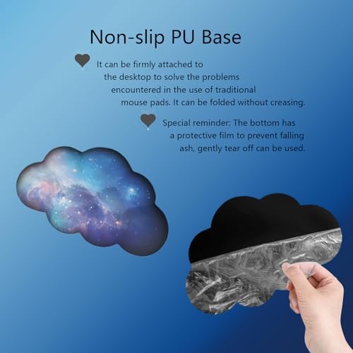 Cloud Wrist Rest Keyboard Galaxy Mouse Pad Set Gradient Blue Large Desk Mat Ergonomic Space Wrist Pad Memory Foam Non-Slip Stars Wrist Support for Computer Laptop Gaming Home Office Relief Typing Pain