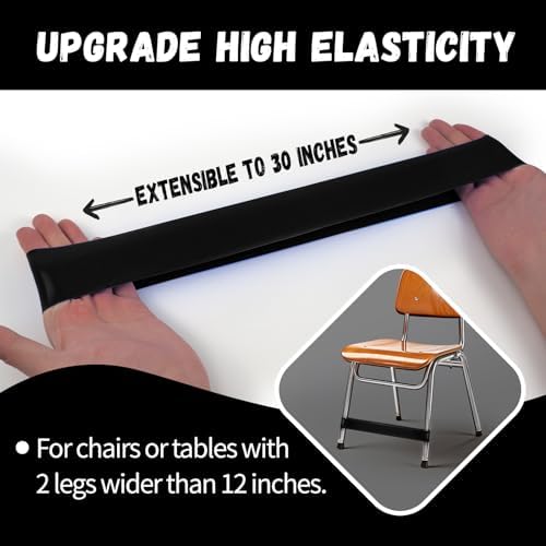 5 Pack Chair Bands for Kids with Fidgety Feet, ADHD Tools for Kids, Improve Focus & Reduce Restlessness, Chair Bands for Sensory ADHD ADD Autism - Classroom & Home Must Haves (Black)
