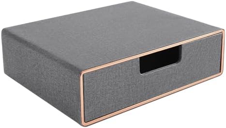 Stackable Organizer Drawer PU Leather Classic Handmade,Organize Home Office Desk Accessories and Sort Letter-Size Paper/a4 Document,Desktop Caddy with Drawers Storage,13.1x10x3.7inches,Grey