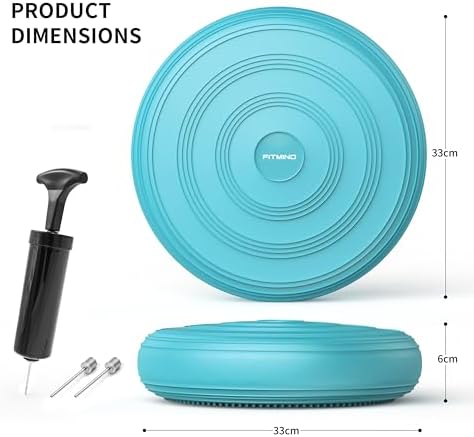 Inflated Wobble Cushion,Dyna Disc,Circular Non-slip Texture for Comfortable Sitting,Wiggle Seat to Improve Posture, Fitness, Stability for Sensory Adults,Balance Seat with Pump for Core Strength
