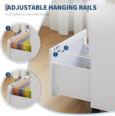 Garvee 3-Drawer Mobile File Cabinet with Lock, Under Desk Storage Drawer