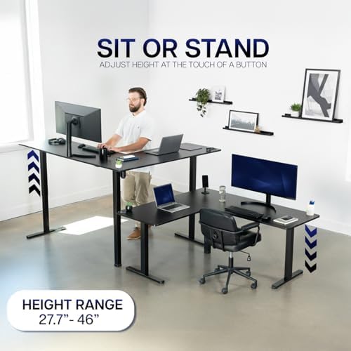 VIVO White Electric Corner 3 Leg Standing Desk Frame, DESK-E347W