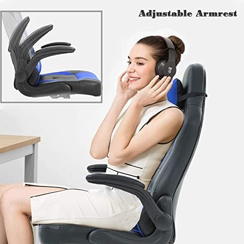 Gaming Chair Computer Desk Home Office Chairs Ergonomic PC E-Sport Video Game Chair with Lumbar Support and High Back PU Leather Recliner Chair for Gamer Student (Blue)